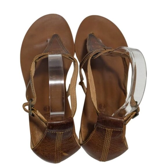 Timberland Sandals Womens Size 9.5 Earthkeepers T-Strap Brown Leather Adjustable - Picture 3 of 8